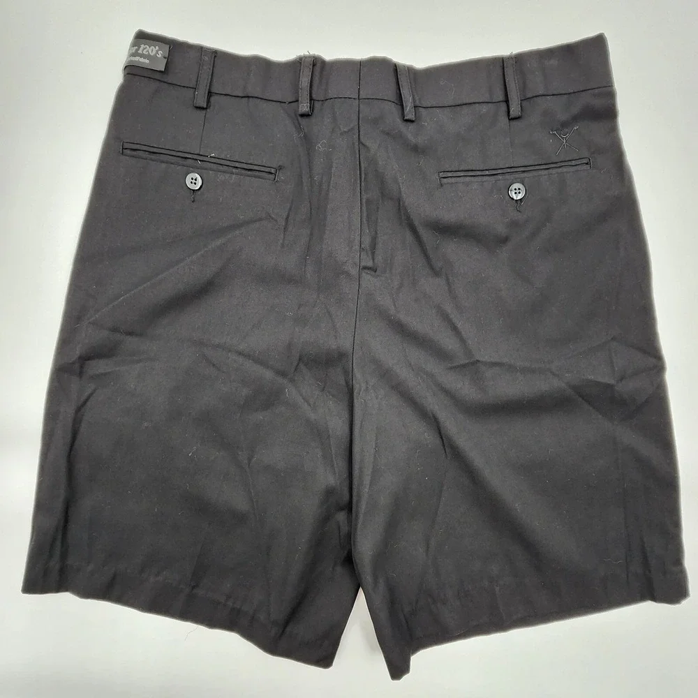 Bocaccio Golf Men's 36 Pleated Front Shorts‎ Super 120's Black Rayon/poly